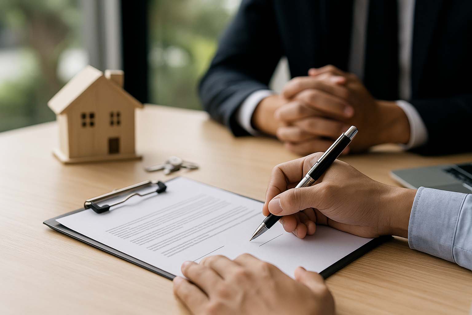 Signature d’un contrat de prêt immobilier dans un bureau réunionnais