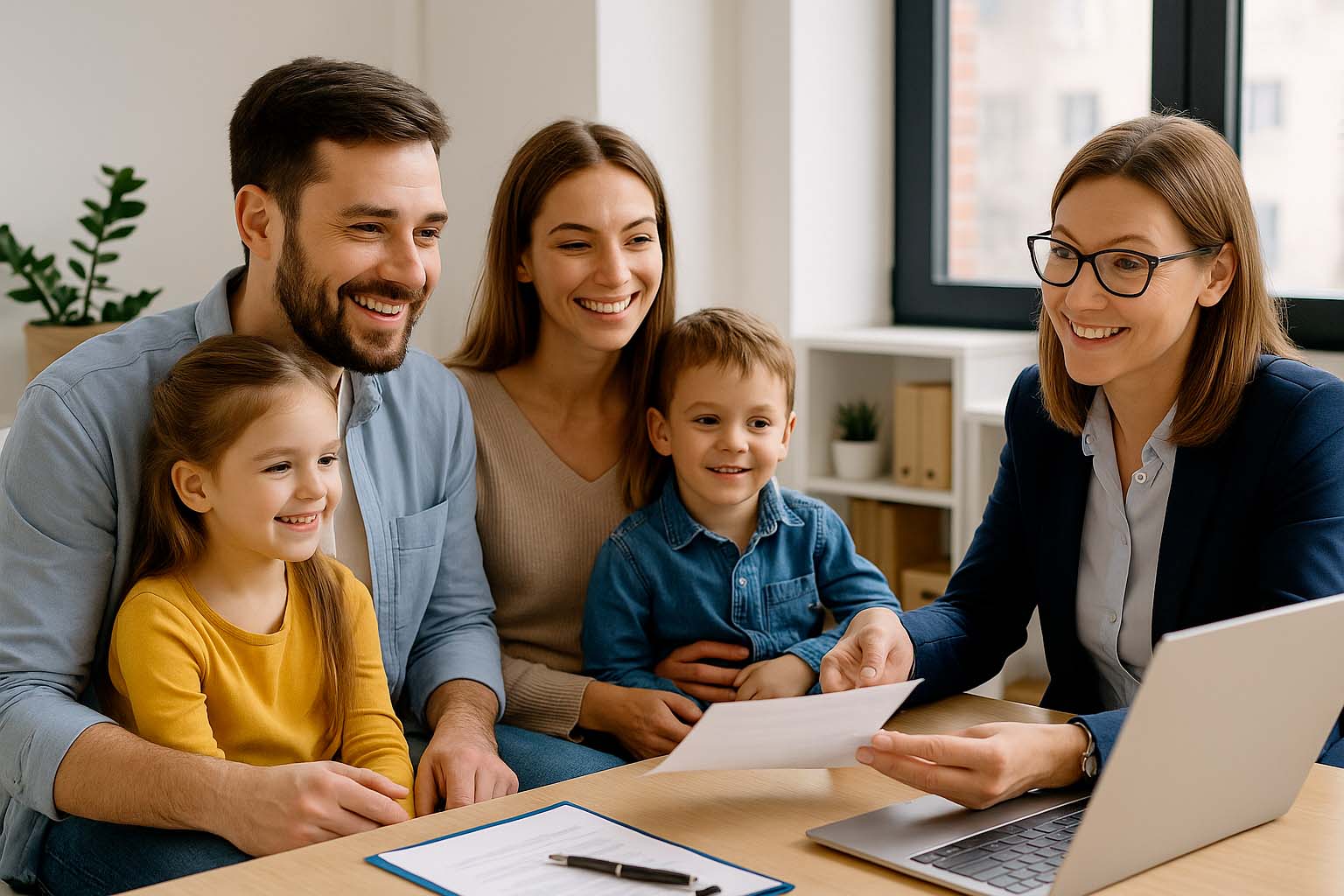 Une famille réunionnaise en rendez-vous pour souscrire une mutuelle santé