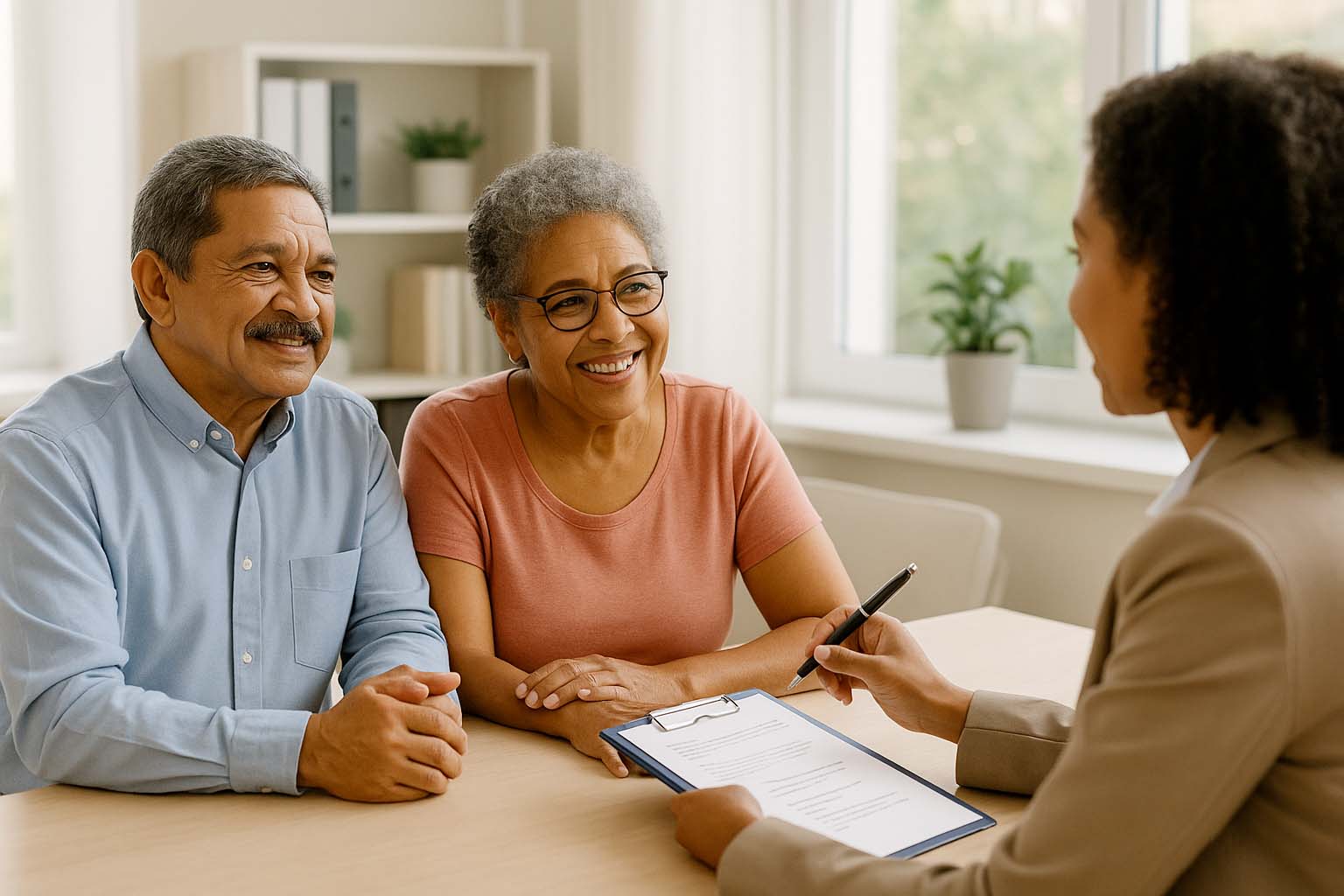 Couple de retraités réunionnais en consultation pour leur mutuelle santé